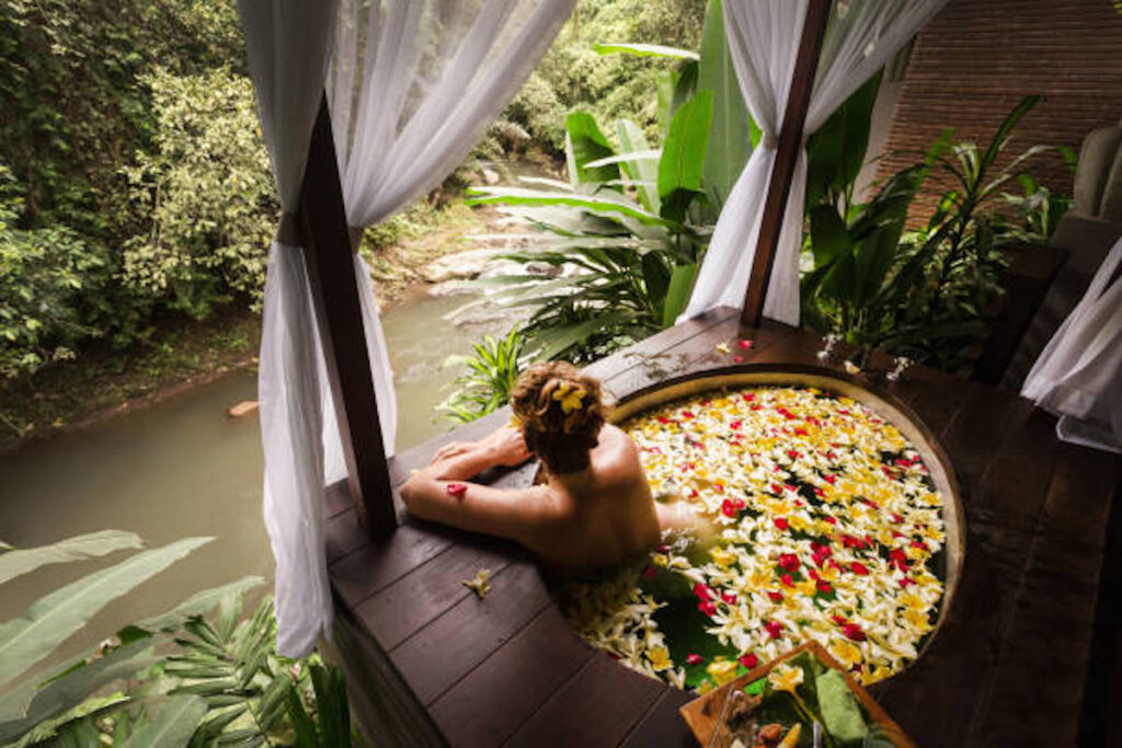 flower bath on traditional balinesse spa at Nusa Dua Resort